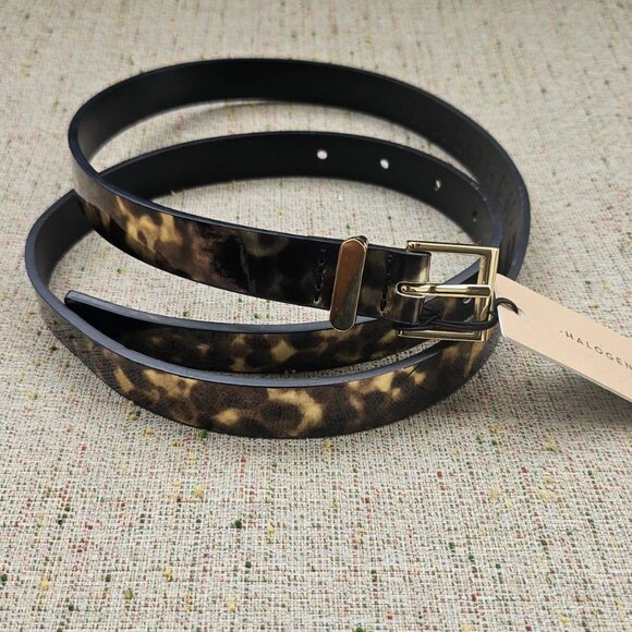 HALOGEN Women Waistband Animal Print Faux Leather Vegan Skinny Belt Size M 33in - Picture 7 of 11